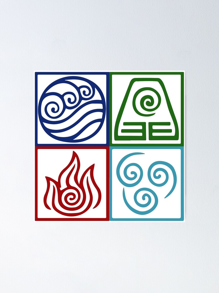 Symbol Der Vier Avatar Elemente Poster Von Daljo Redbubble