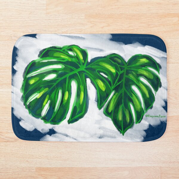 Item preview, Monstera Deliciosa Leaves - Digital Painting - (on blue) designed and sold by EmpressEyrie.