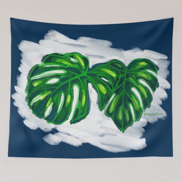 Item preview, Hojas de Monstera Deliciosa - Pintura digital - (en azul) designed and sold by EmpressEyrie.