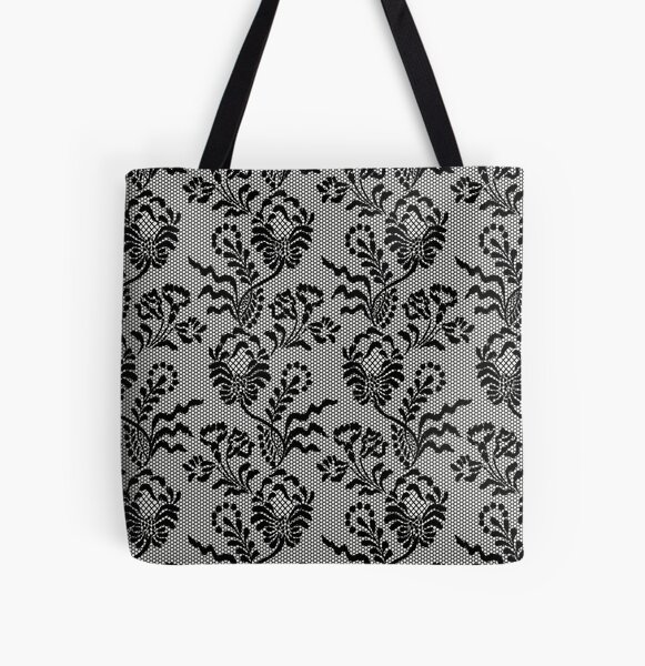 Black Lace On Yellow Background Tote Bag By Atarangidesigns Redbubble