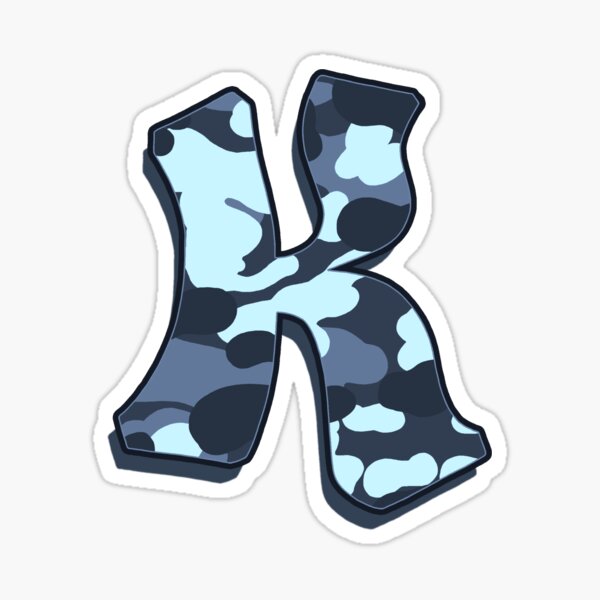 Letter K - Camo Blue Sticker