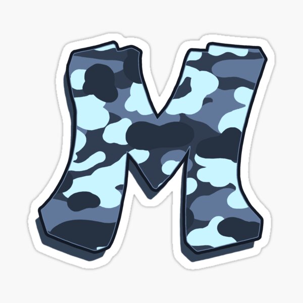 Letter M - Camo Blue Sticker
