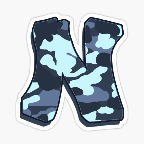 Letter N - Camo Blue Sticker
