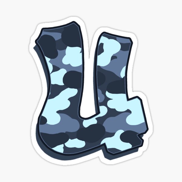 Letter U - Camo Blue Sticker