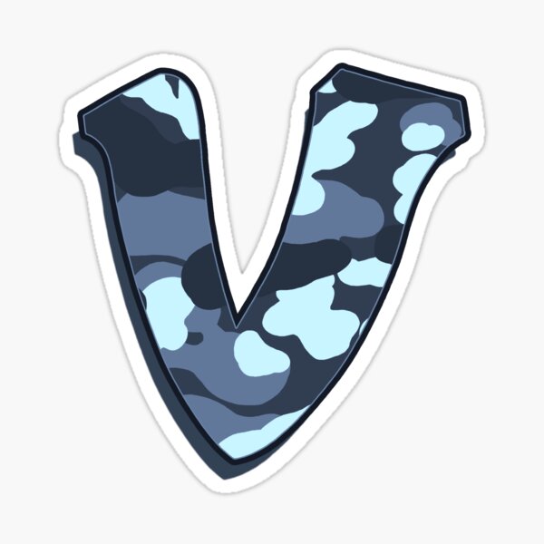 Letter V - Camo Blue Sticker