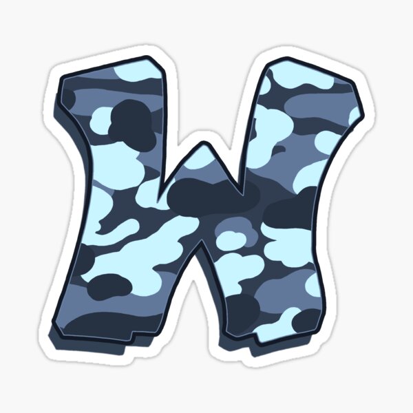 Letter W - Camo Blue Sticker