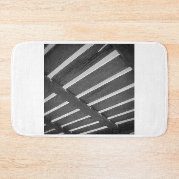 Item preview, Wooden sunshade shelter, traditional old house, small village, Santorini, Greece, black and white designed and sold by Santorini Gallery.