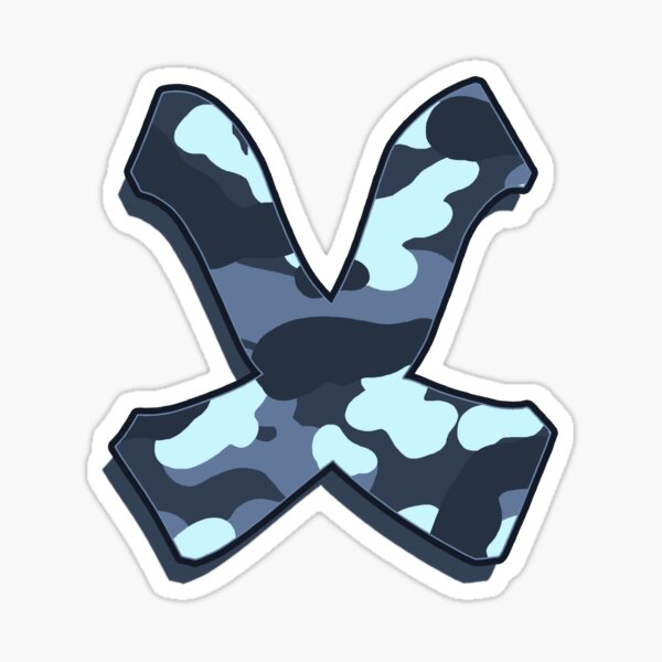 Letter X - Camo Blue Sticker