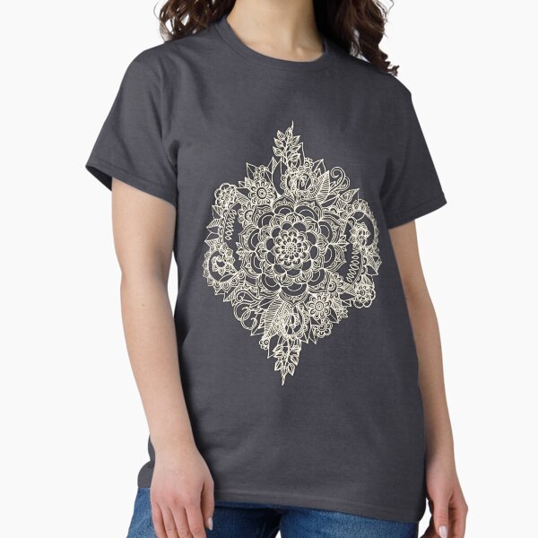 Item preview, Cream Floral Moroccan Pattern on Deep Indigo Ink designed and sold by micklyn.