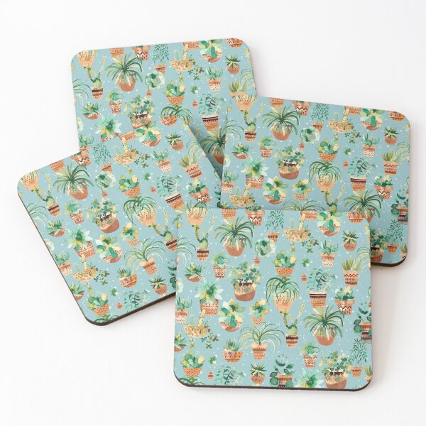 Item preview, Love for House Plants - Cactus Garden and Potted Succulents - Blue designed and sold by ninoladesign.