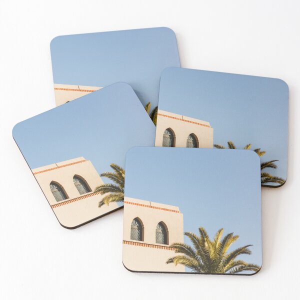 Item preview, blue sky and palm tree in riad marrakech designed and sold by Morocco Marrakech Photo Prints.