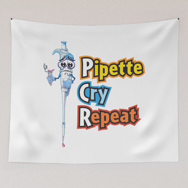 Item preview, Pipette Cry Repeat Funny - PCR Science and Biology SciArt Cartoon designed and sold by Zit-Zat-Zot.