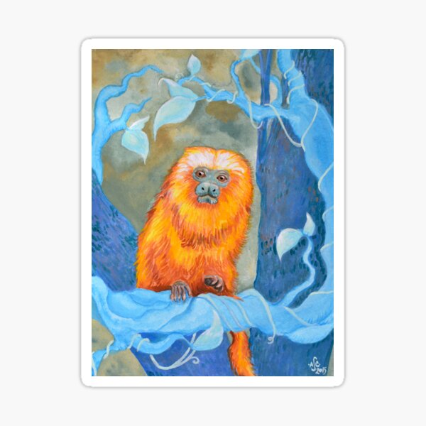Golden Tamarin in the Blue Woods Sticker
