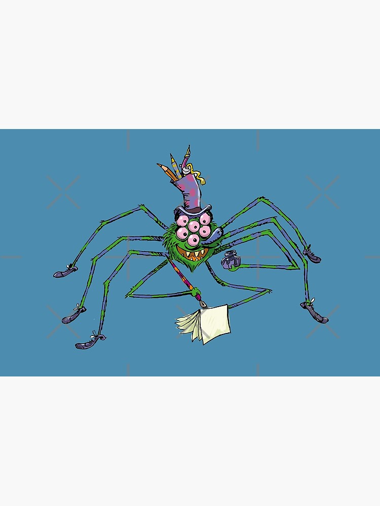 old cartoon spider with a black ink in his hand by duxpavlic