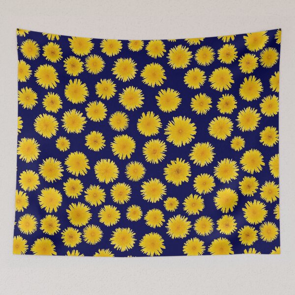 Item preview, yellow blossomed dandelions on a white background. yellow flowers seamless pattern designed and sold by Tanya-GR.