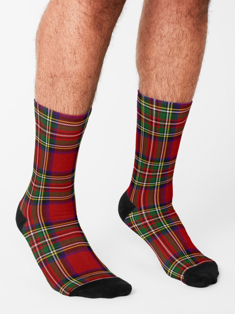 Alternate view of Red Tartan, Stewart Clan Socks