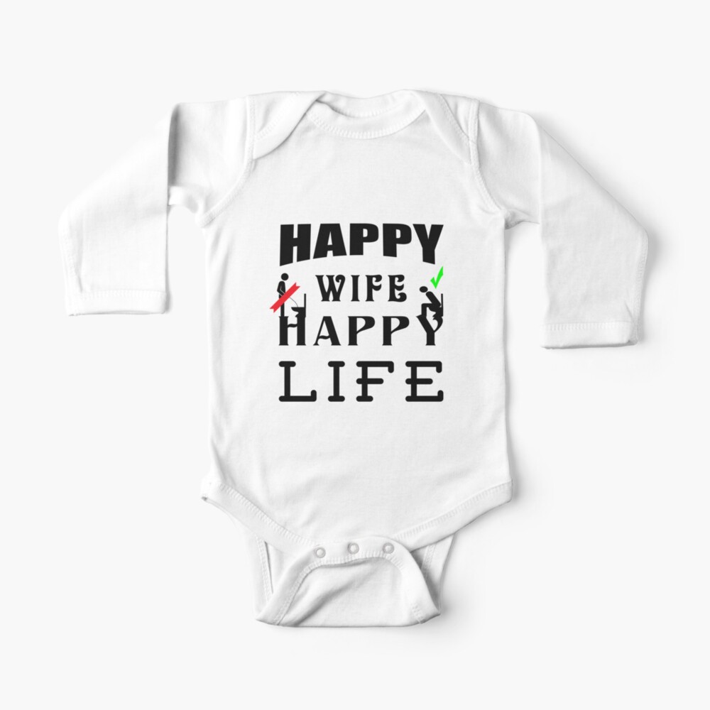 Happy Wife Happy Life Toiletten Sitzpinkler Lustige Spruche Baby One Piece By Bellabilder Redbubble