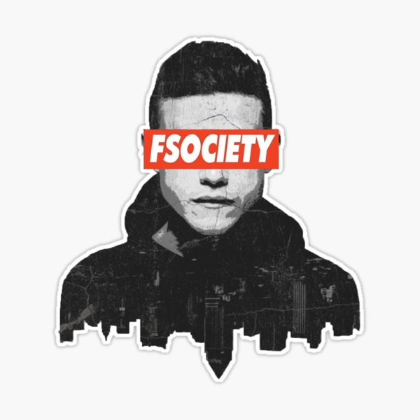 Decus Adesivo Mr Robot Fsociety - Sticker JDM Style Per Auto/Moto, 13x9cm, Qualità Oracal Made In Germany, Rimovibile, Nero
