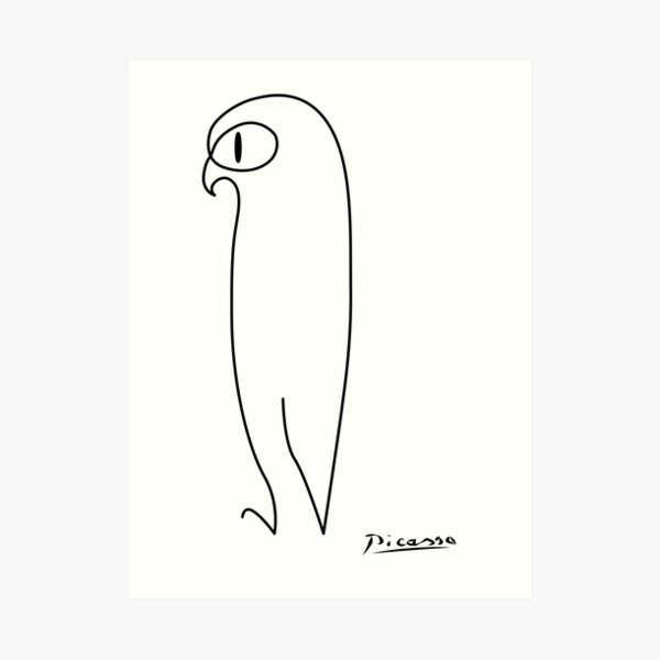 Pablo Picasso - Owl Drawing - Signature Art Print