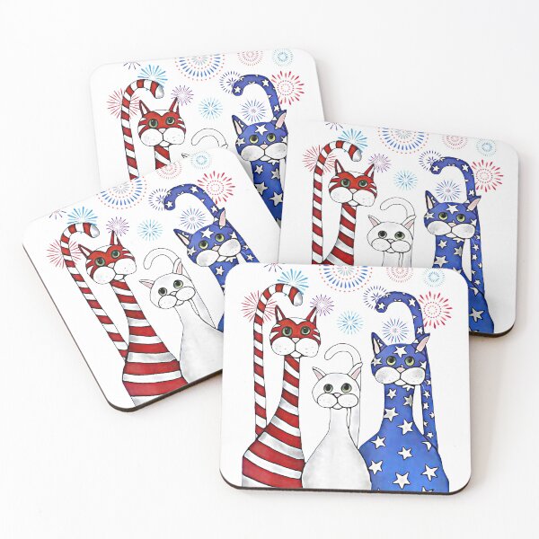 Item preview, 4th of July Cat Shirts, Three Cats US Flag designed and sold by ilizindotcom.