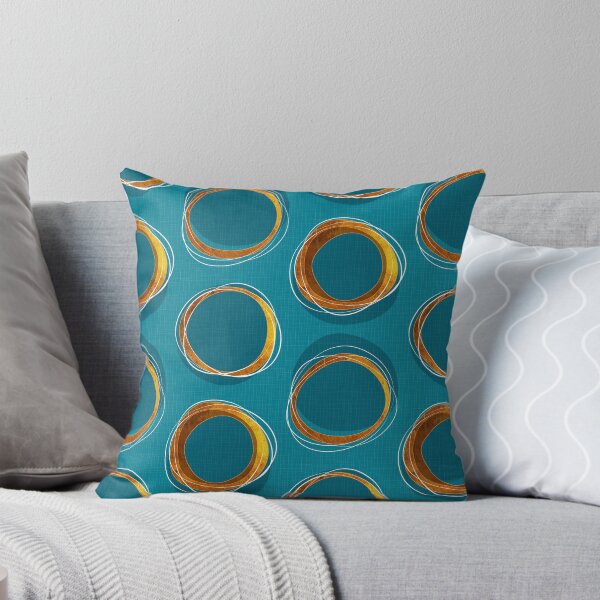 Solar Eclipse MCM Gold-Blue Throw Pillow