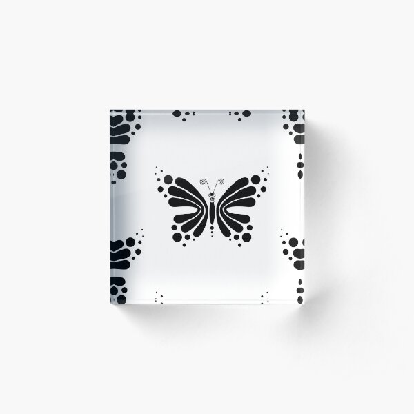 Hypnotic Butterfly B&W - Shee Vector Pattern Acrylic Block