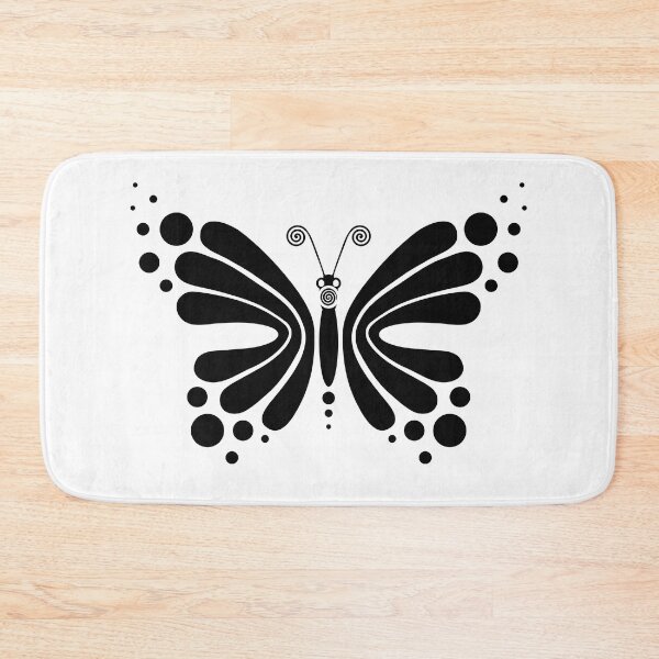 Hypnotic Butterfly B&W - Shee Vector Pattern Bath Mat