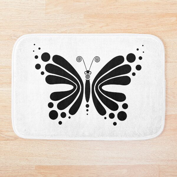 Hypnotic Butterfly B&W - Shee Vector Pattern Bath Mat