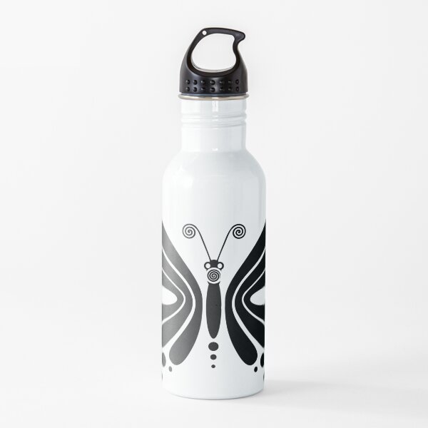 Hypnotic Butterfly B&W - Shee Vector Pattern Water Bottle