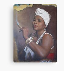 Cuban lady smoking a cigar Canvas Print