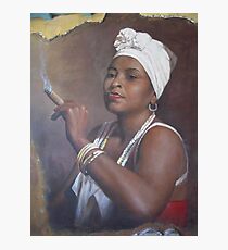 Cuban lady smoking a cigar Photographic Print