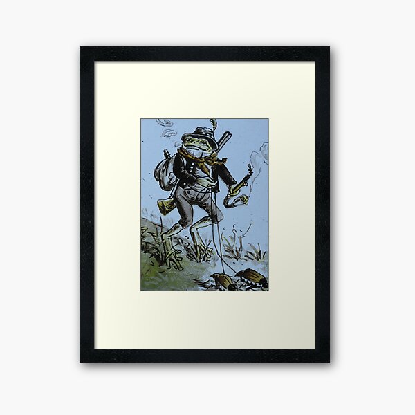 froggy takes his beetles for a walk Framed Art Print