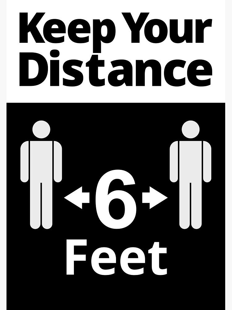 Thumbnail 3 of 3, Sticker, Social Distancing Sign - Keep Your Distance 6 Feet - Black and White designed and sold by SocialShop.