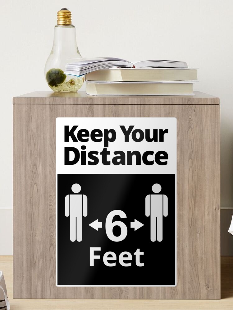 Thumbnail 1 of 3, Sticker, Social Distancing Sign - Keep Your Distance 6 Feet - Black and White designed and sold by SocialShop.
