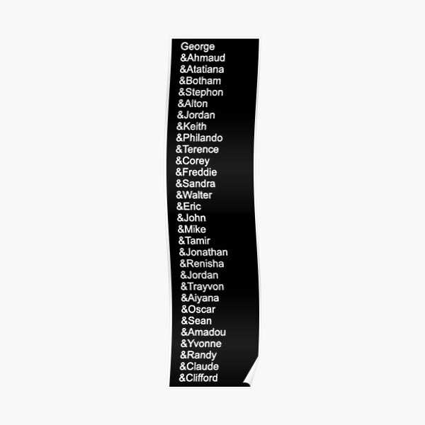 Black Lives Matter Say Their Names Poster