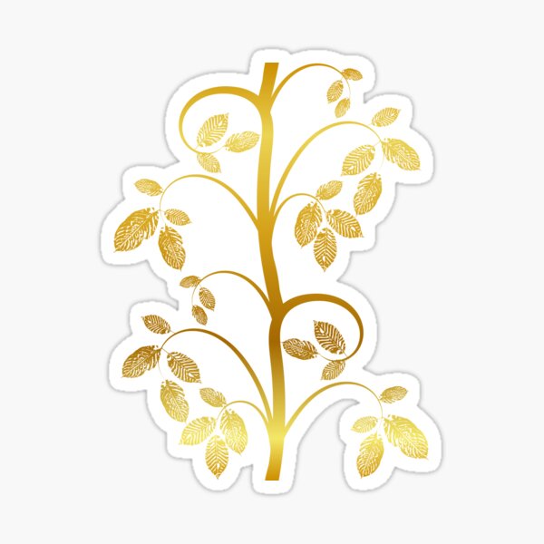 Tendril leaves gold dark blue Sticker