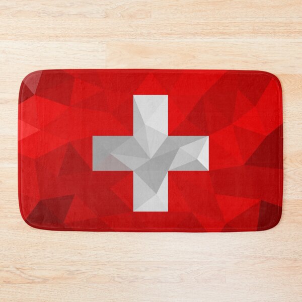 Artikelvorschau, Low Poly Schweiz Flagge - Geometrisches Schweizer Kreuz Design entworfen und verkauft von OrangePoly.