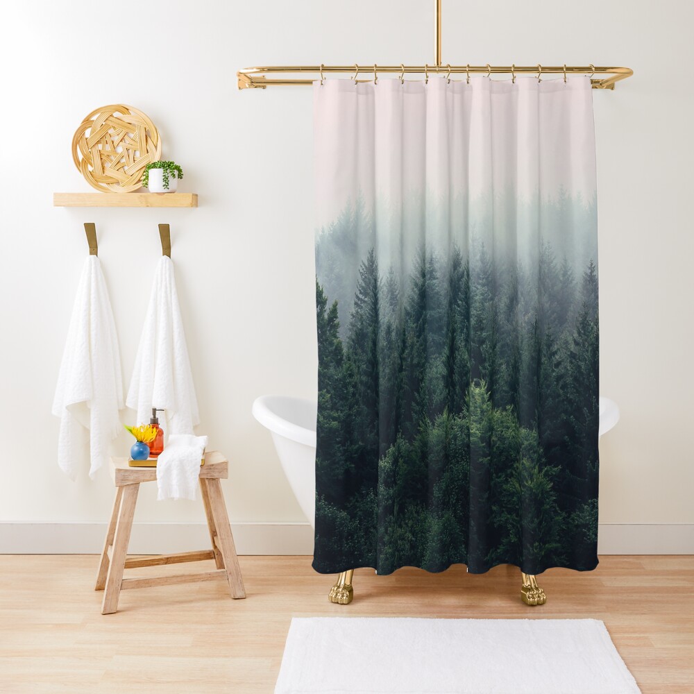 Between every two pines is a doorway to a new world Shower Curtain