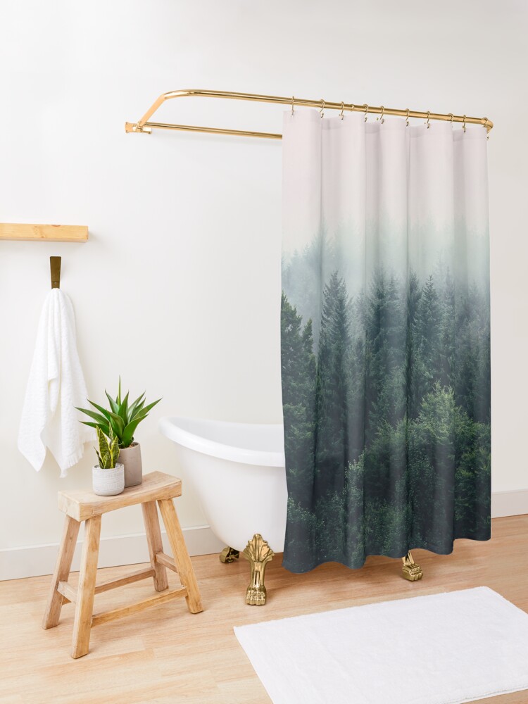 Alternate view of Between every two pines is a doorway to a new world Shower Curtain