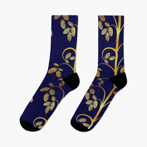 Item preview, Tendril leaves gold dark blue designed and sold by ChrissiCreation.