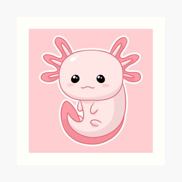 Kawaii Pink Baby Axolotl Art Print By Vapcool Redbubble