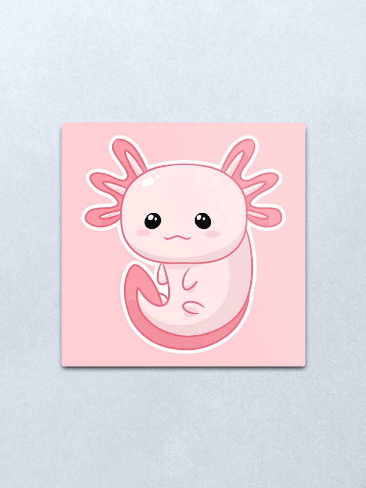 Kawaii Pink Baby Axolotl Metal Print By Vapcool Redbubble