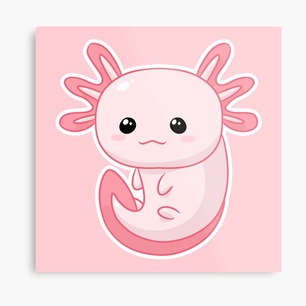 Kawaii Pink Baby Axolotl Metal Print By Vapcool Redbubble