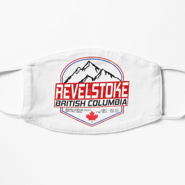 Retro Ski Revelstoke B.C Canada Skiing and Mountain Biking Paradise Flat Mask