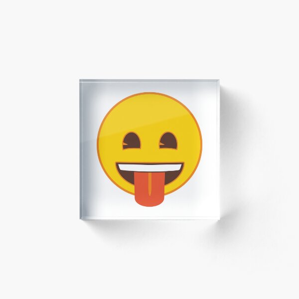 Tongue Out Face Emoji Acrylic Block