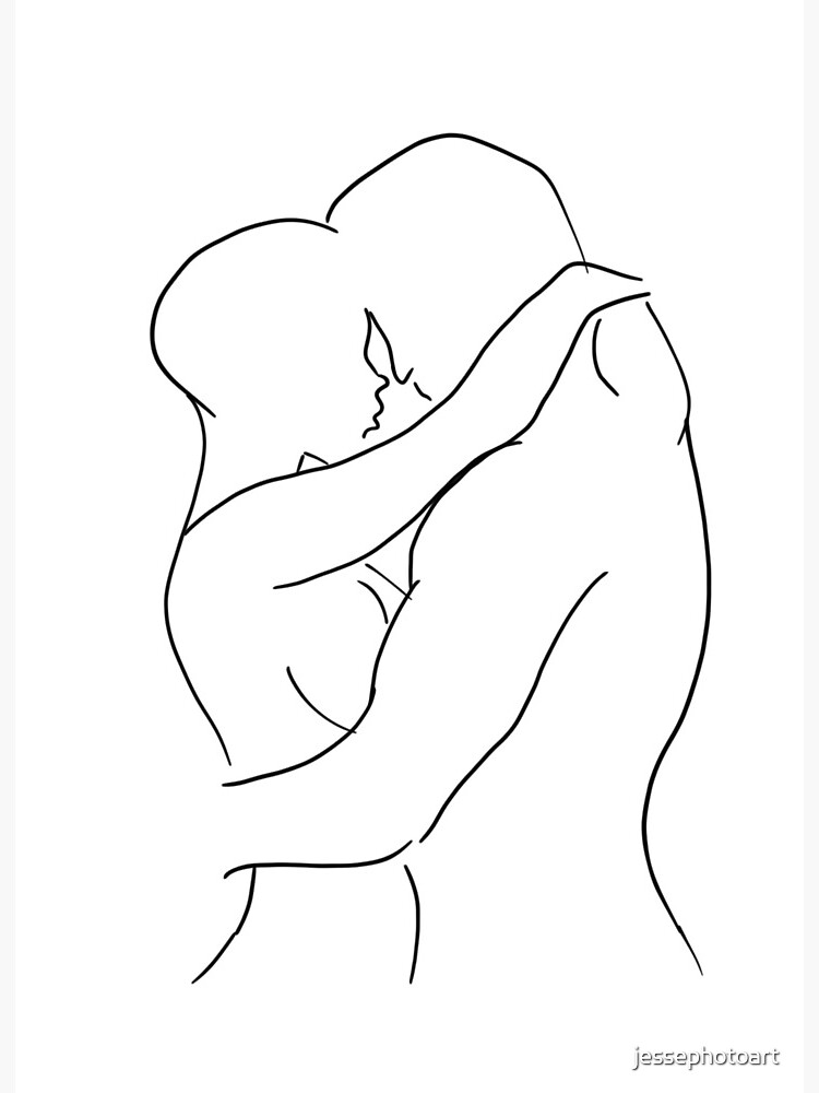 Lovers Hugging Minimalist Sketch Art Board Print By Jessephotoart Redbubble