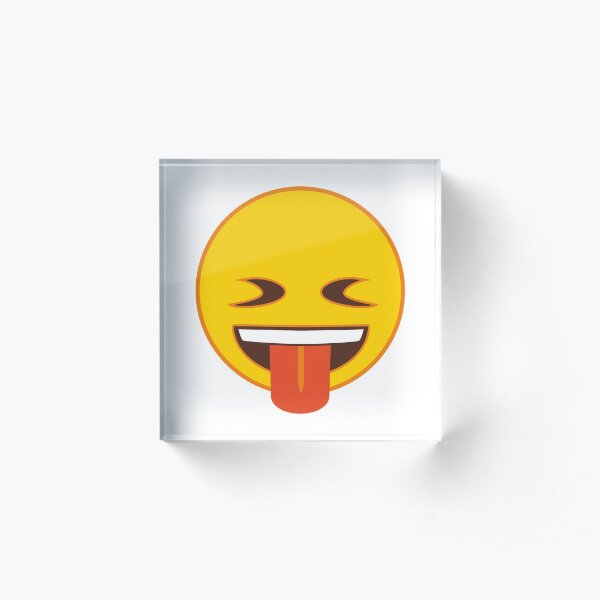Squinting Face with Tongue Out Emoji Acrylic Block