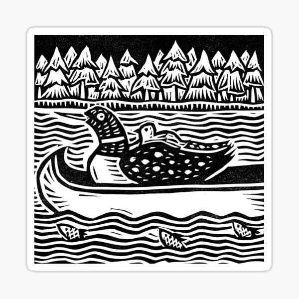 Loon in Canoe Sticker