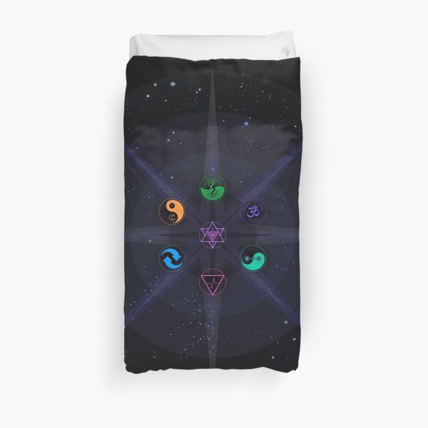 Stars with Colored Universal Principles of Alchemy Symbols Duvet Cover