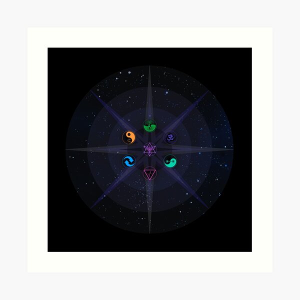 Stars with Colored Universal Principles of Alchemy Symbols Art Print